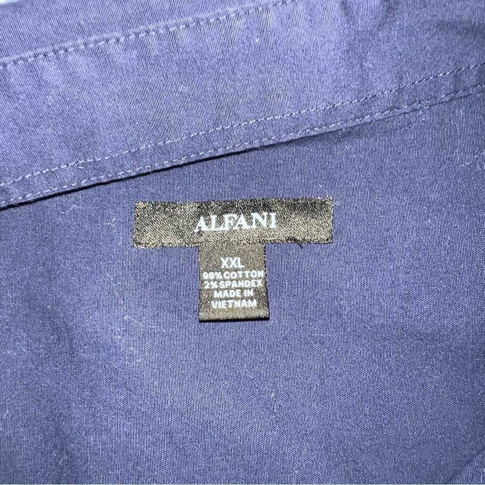 Alfani Dark Blue Casual Button Down Shirt - Picture 3 of 9